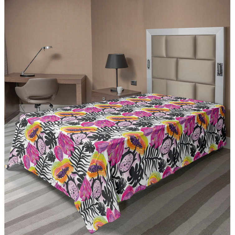 Ambesonne Floral Flat Sheet Peonies Spring Botanical Art