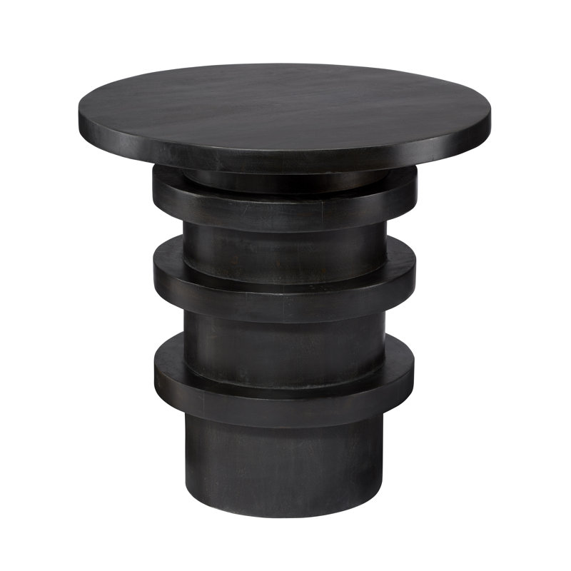 Revolve Solid Wood End Table, Charcoal