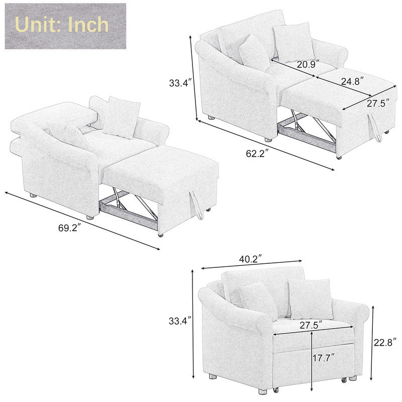 40.2" Wide Manual Recliner, Gray