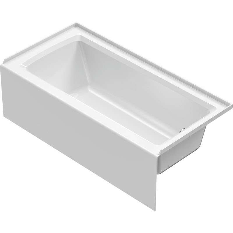Duravit Architect 60" x 30" Drop In Alcove Soaking Acrylic Bathtub, Right