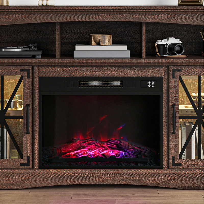  23'' W Electric Fireplace Insert with 6 Adjustable Color Flame