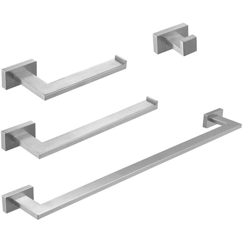 4 - Piece Bathroom Hardware Set, Brushed Nickel