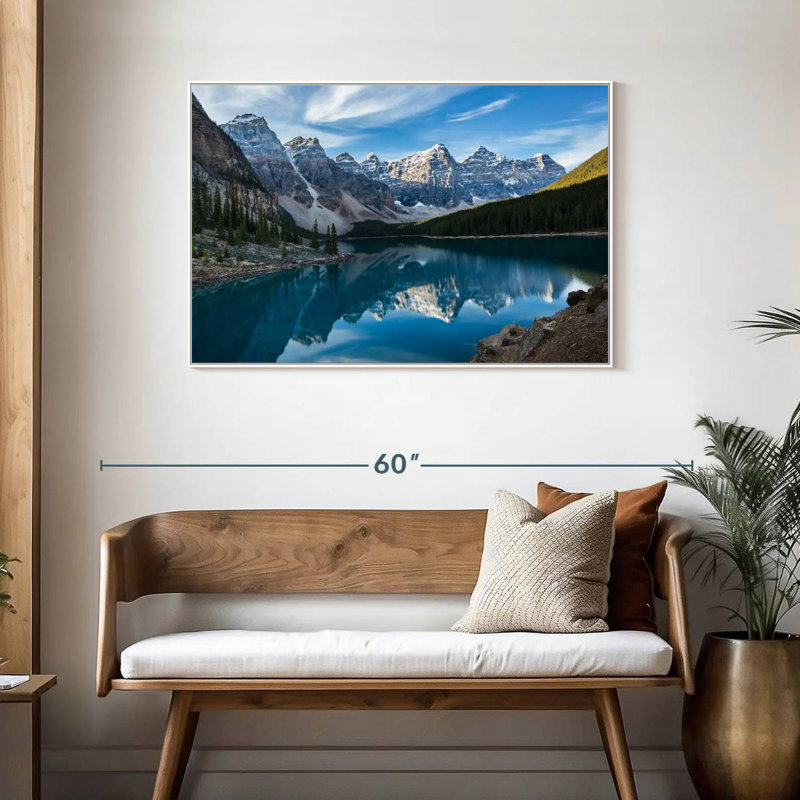 Lac Moraine dans la vallée, Cadre flottant blanc, 43 po x 29 po