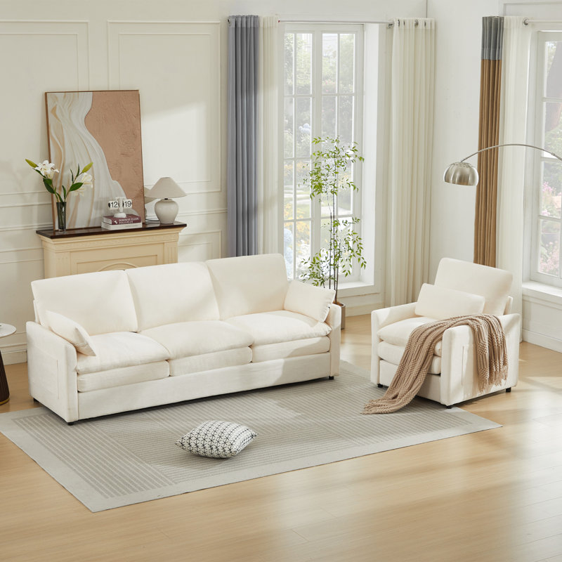Ensemble de salon en chenille 2 pièces, Beige