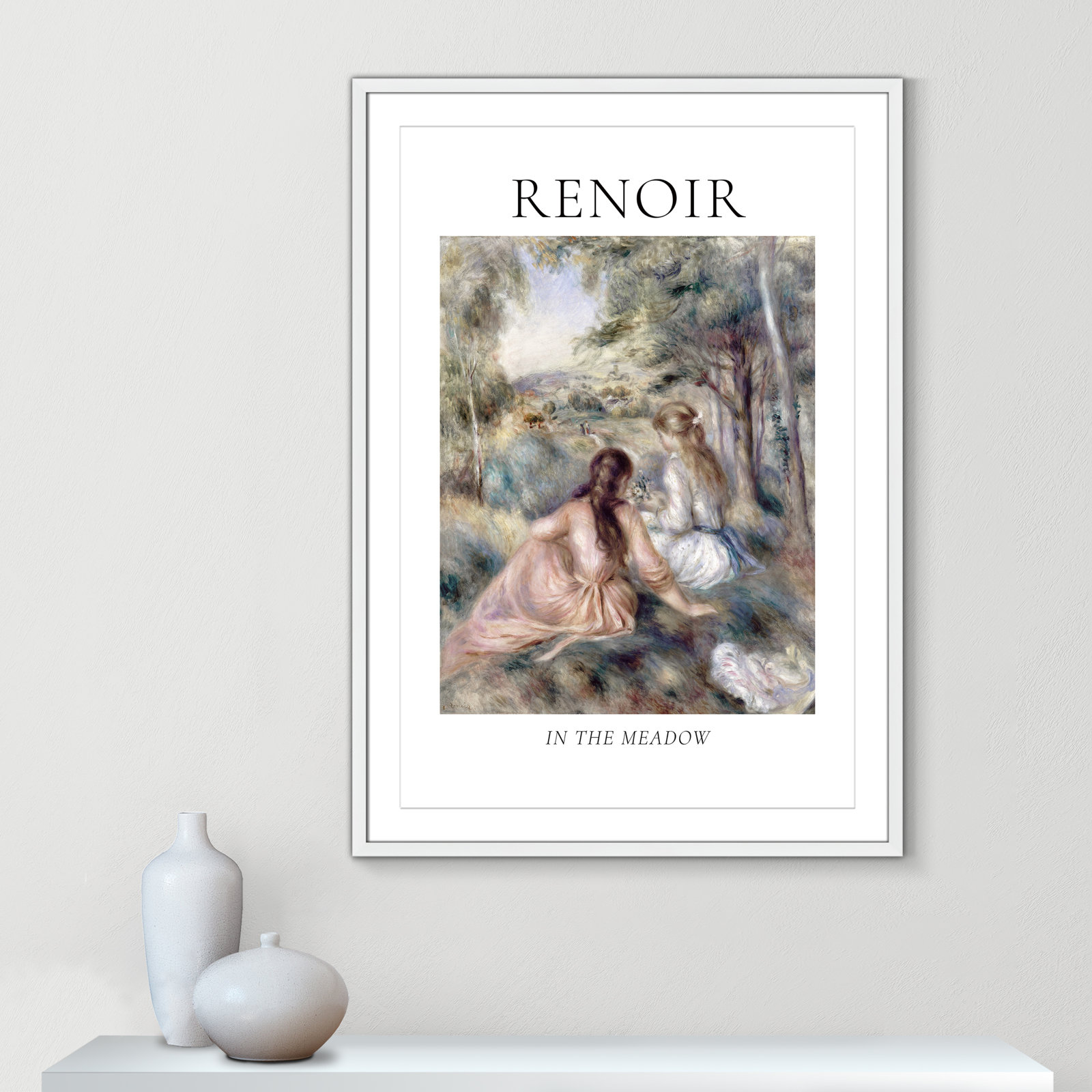 Old Masters Collection "In the Meadow" Print, White Single Picture Frame, Yes, 41.5" H x 29.5" W x 1.25" D
