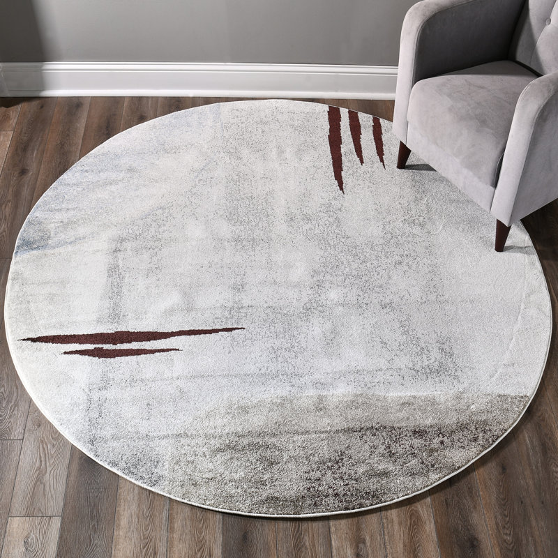 Keefer Collection Abstract Multicolor Area Rug, Round 8'1"