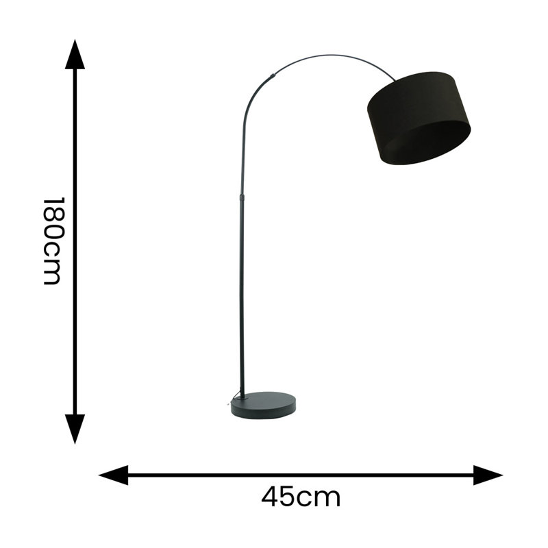 Rinnah 180cm Matte Traditional Floor Lamp, Black