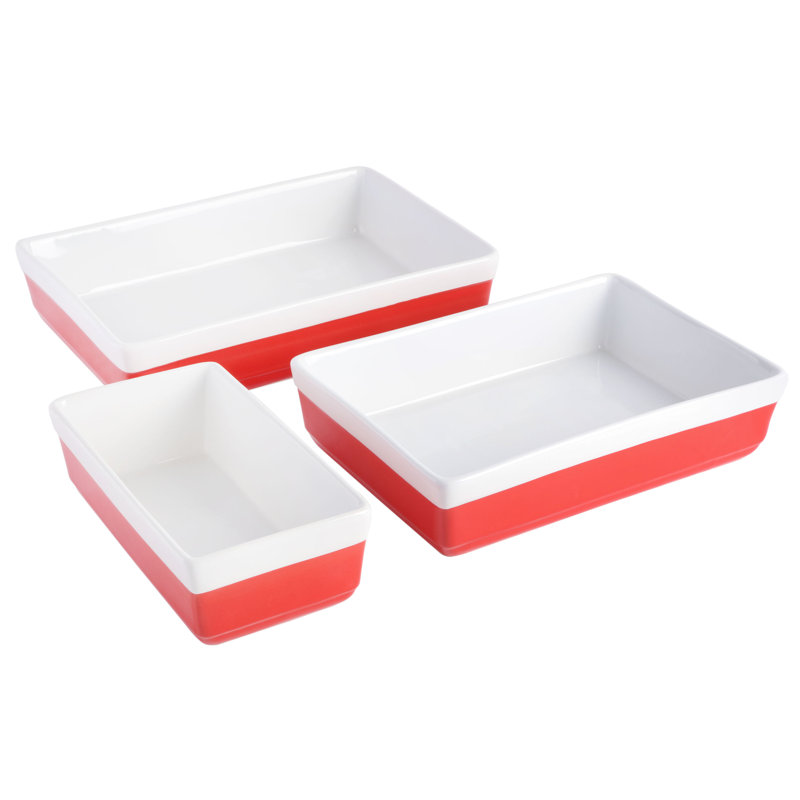 Ensemble de plats en grès 3 pièces Martha Stewart, Rouge