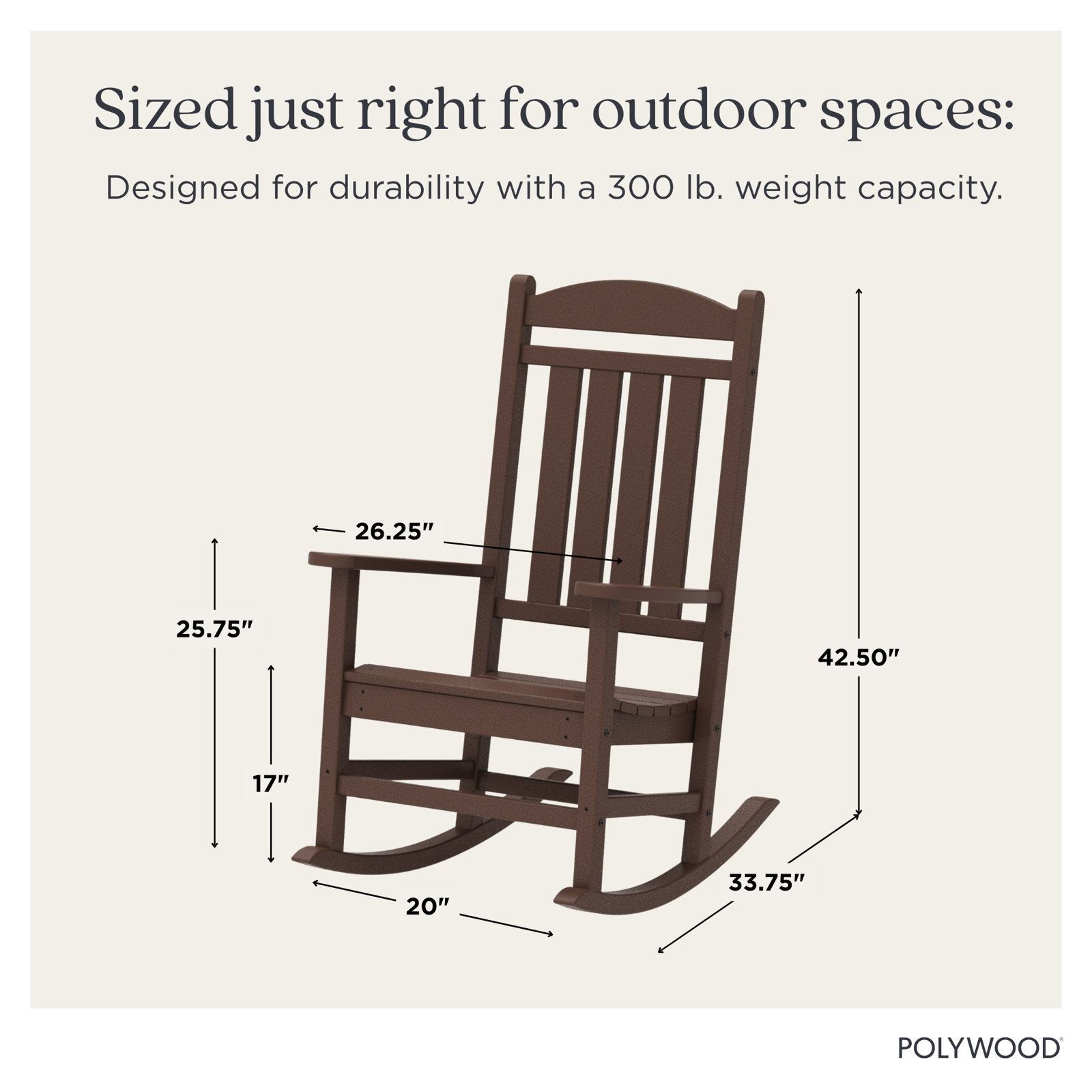 POLYWOOD® Rocker Patio Rocking Chair, Mahogany
