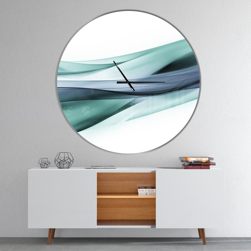 Horloge murale moderne à motif scintillant bleu clair, Surdimensionné, Vert / Gris