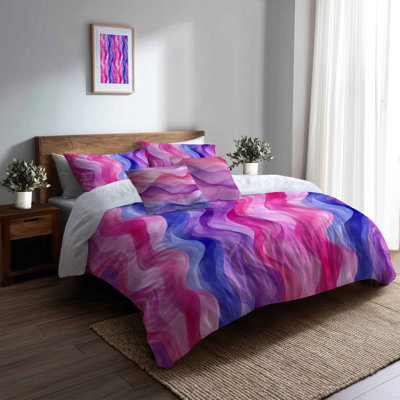 Ensemble de housse de couette et coussin décoratif pour filles avec motif abstrait 5 pièces