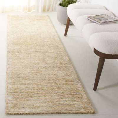 Ebony Hand Tufted Wool Cotton Rug in Ivory/Gold