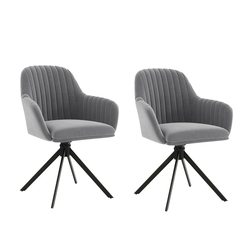 Velvet Upholstered Side Chair, Grey, 1, Grey