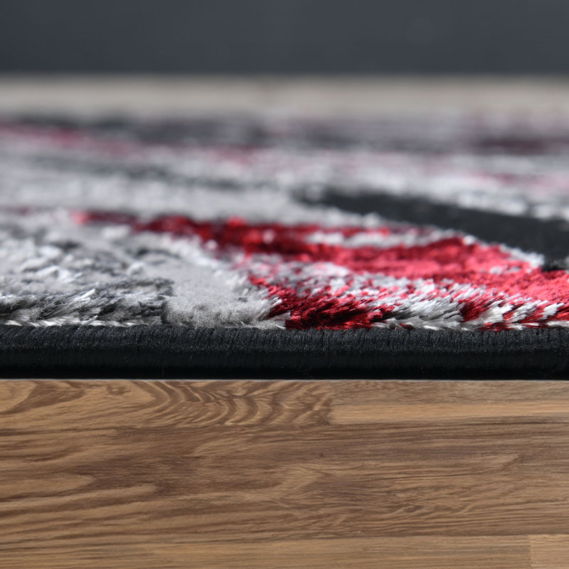 Galaxy Series Abrstract Black/Gray/Ivory/Beige Area Rug, Rectangle 5'3" x 7'3"