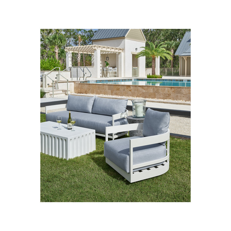 South Beach Gray Swivel Lounge Chair with Sunbrella Cushions