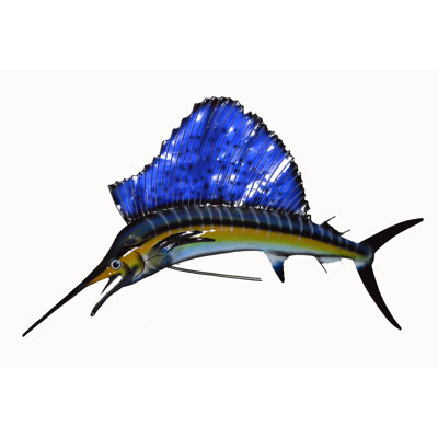 Lg en métal sculpté à la main voilier Marlin Art de pêche sportive trophée de pêche Collection de bateau de bateau Tiki Bar Man Cave Charte capitaine