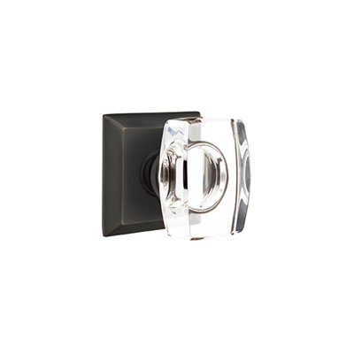 Ensemble de faux boutons Emtek avec rosette Quincy et bouton en verre Windsor