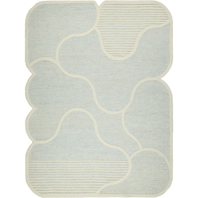 Shell Hand Tufted New Zealand Wool Blue/Ivory Area Rug