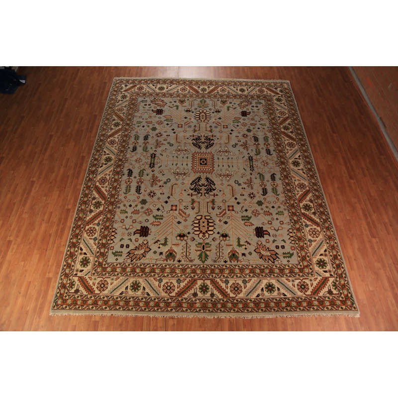 Tapis gris anthracite et gris nouvel âge en laine 14 pi 10 po x 11 pi Ferdousi