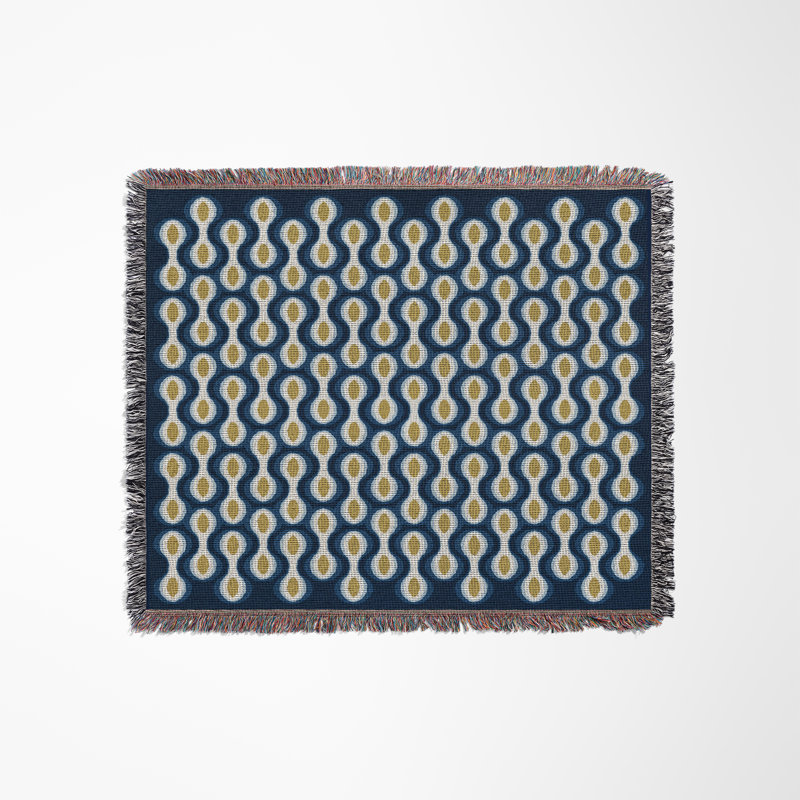 Alo Cotton Blend Blanket Throw, Blue, 60" L x 60" W