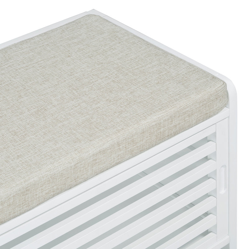 Banc à chaussures avec rangement et coussin, Blanc