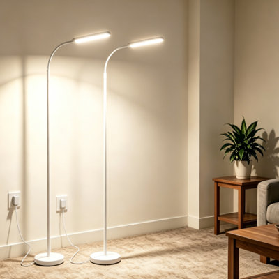 Luminaire en forme de col de cygne flexible 69 po en métal noir avec télécommande et contrôle tactile pour la lecture du salon