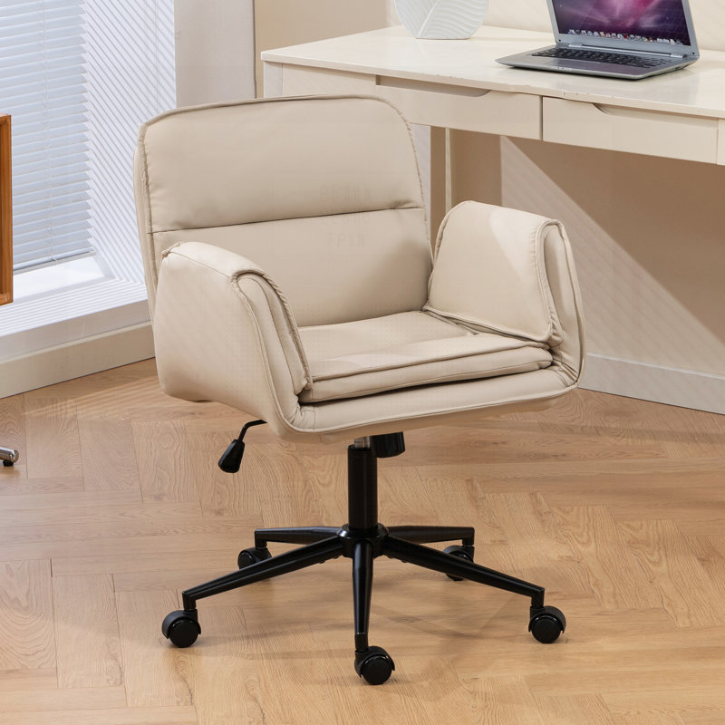 Chaise de bureau Criss Cross, Similicuir beige 1