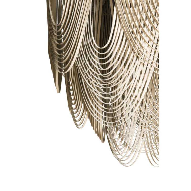 Large Leather Fringe Flushmount Chandelier, Cream