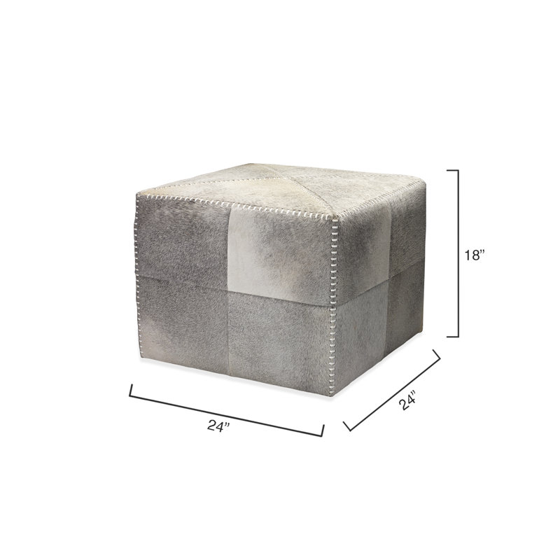 Square Pouf, Gray Hide