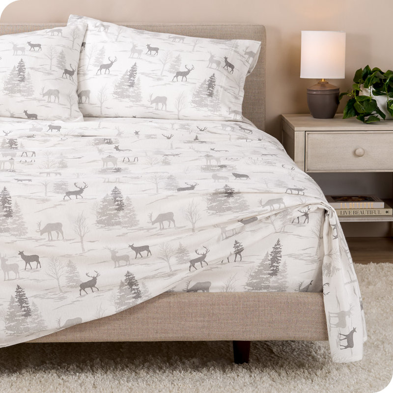 Ensemble de draps en flanelle de coton, California King Sheet Set + 2 King Pillowcases