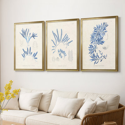 Blue Blue Algae I - Toile tendue avec châssis sur mesure - 3 pièces