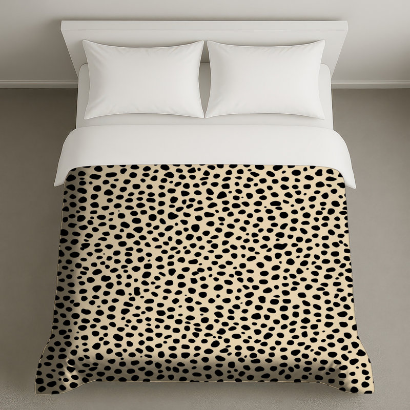Housses de couette à pois noirs noirs, Grand lit