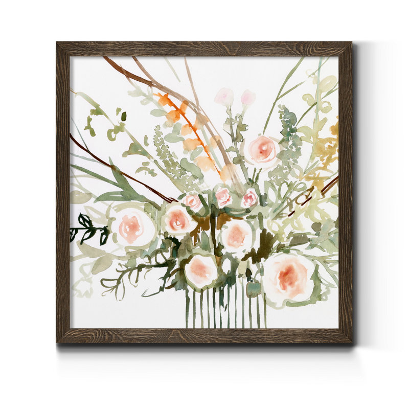 Fleurs de foraged II-imprimé, H 27,5 po x l 27,5 po x P 1,5 po, Toile avec cadre en noyer