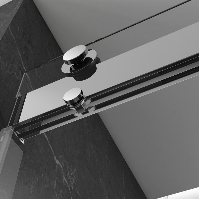 Tempered Glass Double Sliding Framless Shower Door, Chrome, 76"