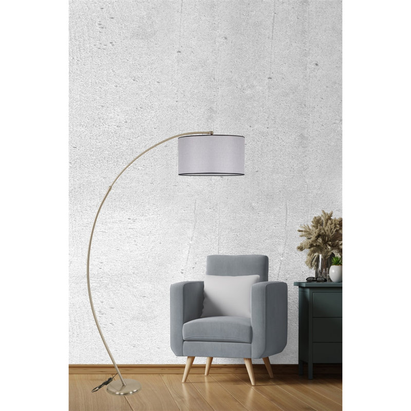 Emelia 185cm Arched Floor Lamp, Bronze, Light Grey
