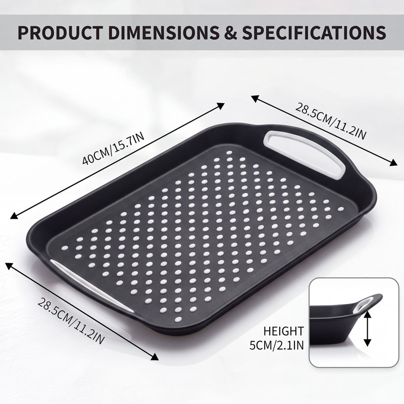 Ensemble de 4 plateaux de service antidérapants en silicone plastique 40 x 28,5 cm (15,7 x 11,2 po) pour canapé, lit, terrasse et voyages