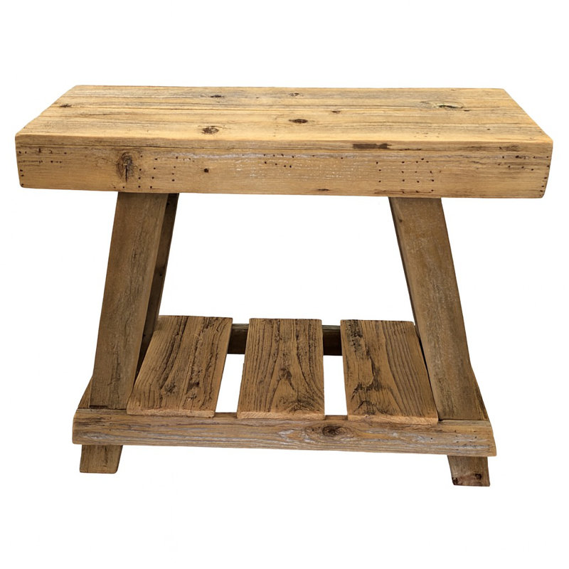 Table de bout en bois récupéré - 26 po x 10 po x H 23 po | Table d'appoint rustique moderne fabriquée à la main avec tablette