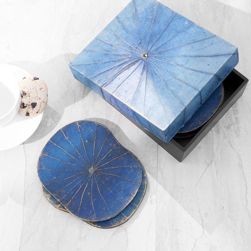Wood 1 Piece Coaster, Blue