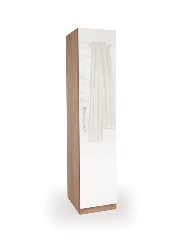 Cece 1 Door Manufactured Wood Wardrobe, Oak/Gloss White