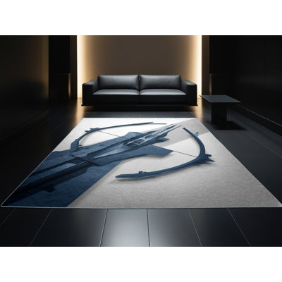 Tapis moderne et contemporain lavable à la machine Elmwood Crossbow