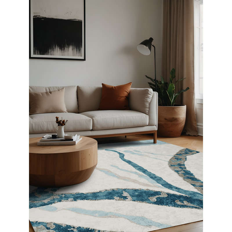 Machine Washable Beige Area Rug, Square 4'