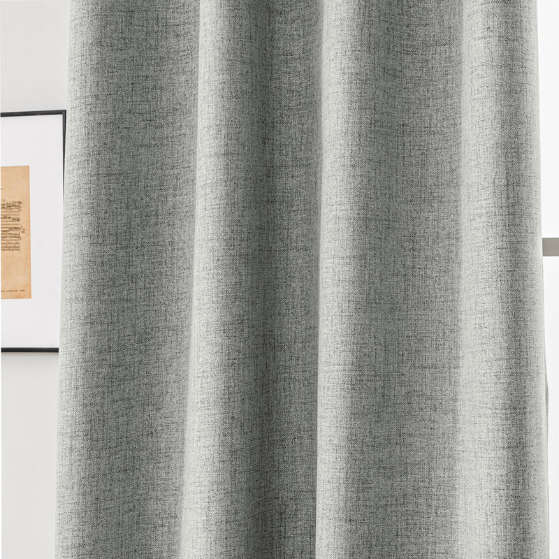 （4pcs）100% Polyester Burlap Blackout Curtains For Bedroom Metal Grommets Curtains 4 Panels Set, 52" W x 84" L, Dark Gray