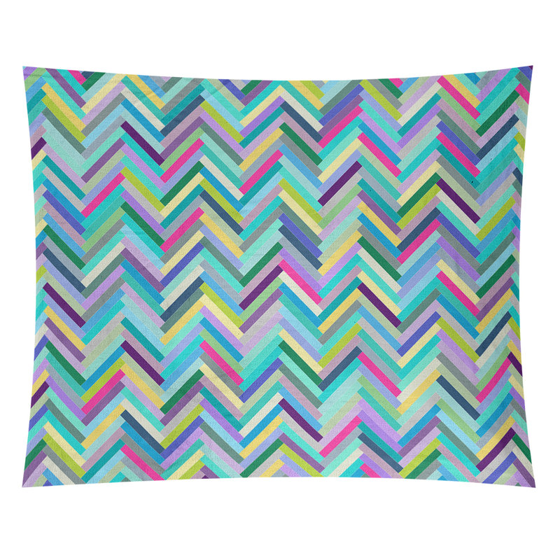 Tapisserie murale chevrons, H 68 po x l 80 po, Bleu