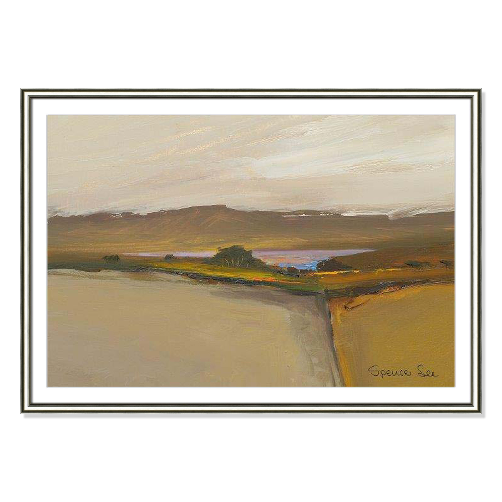 Heaven and Earth IV By Spencer Lee - Framed Art w/ 4 Ply Matboard, 26.75" H x 36.75" W x 0.75" D, Silver Framed