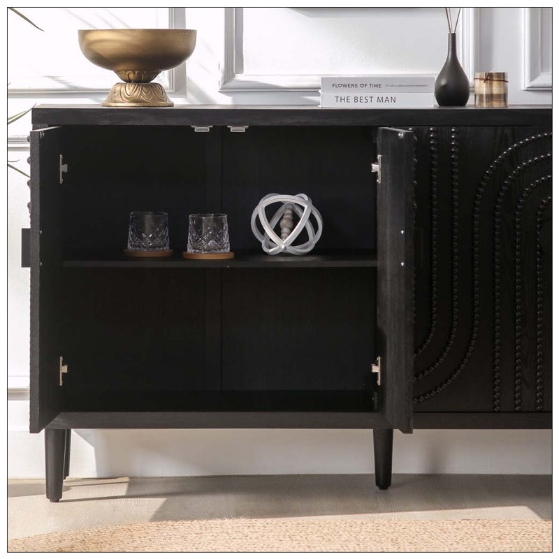 Cabine de rangement moderne en bois noir, 59 pouces - noir