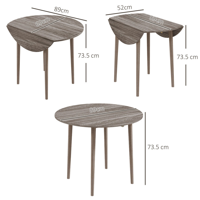 HOMCOM Folding Dining Table for 4 Round Drop Leaf Table, Modern, Grey