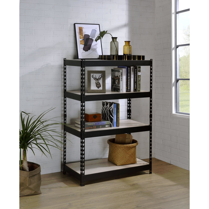 Bibliothèque industrielle à 4 niveaux Bookshelf: structure en métal robuste avec tablettes réglables