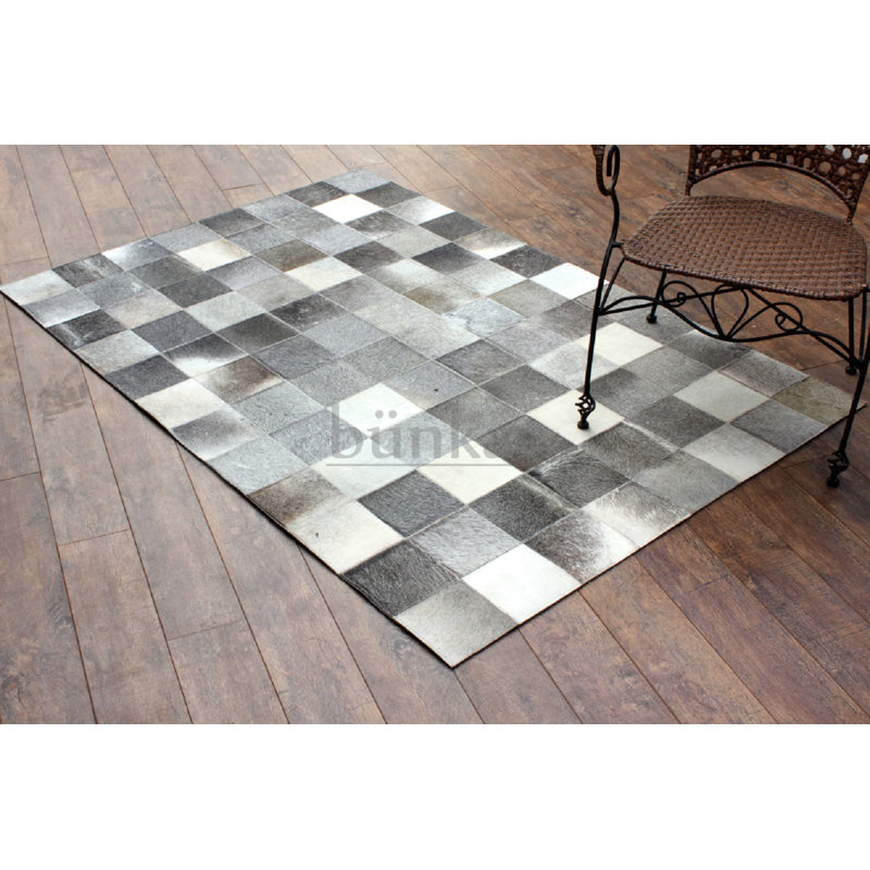 Mckinney Geometric Cowhide Hand Woven Area Rug, Rectangle 180 x 240cm