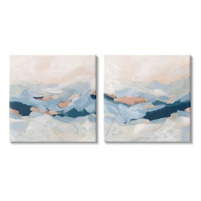 «Abstract Mountain Peaks Scenery», ensemble de 2 peintures sur toile tendue