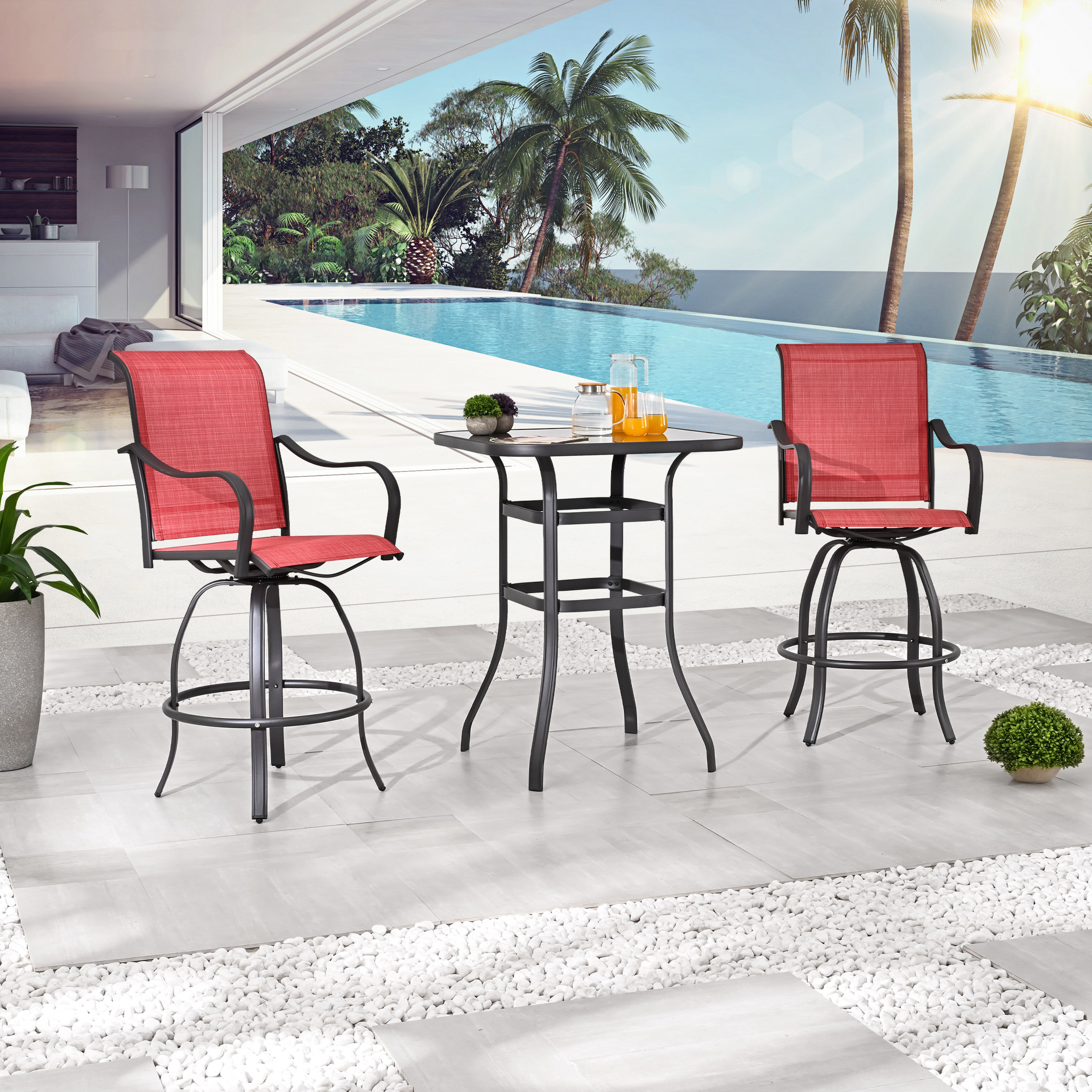 Red patio table online and chairs